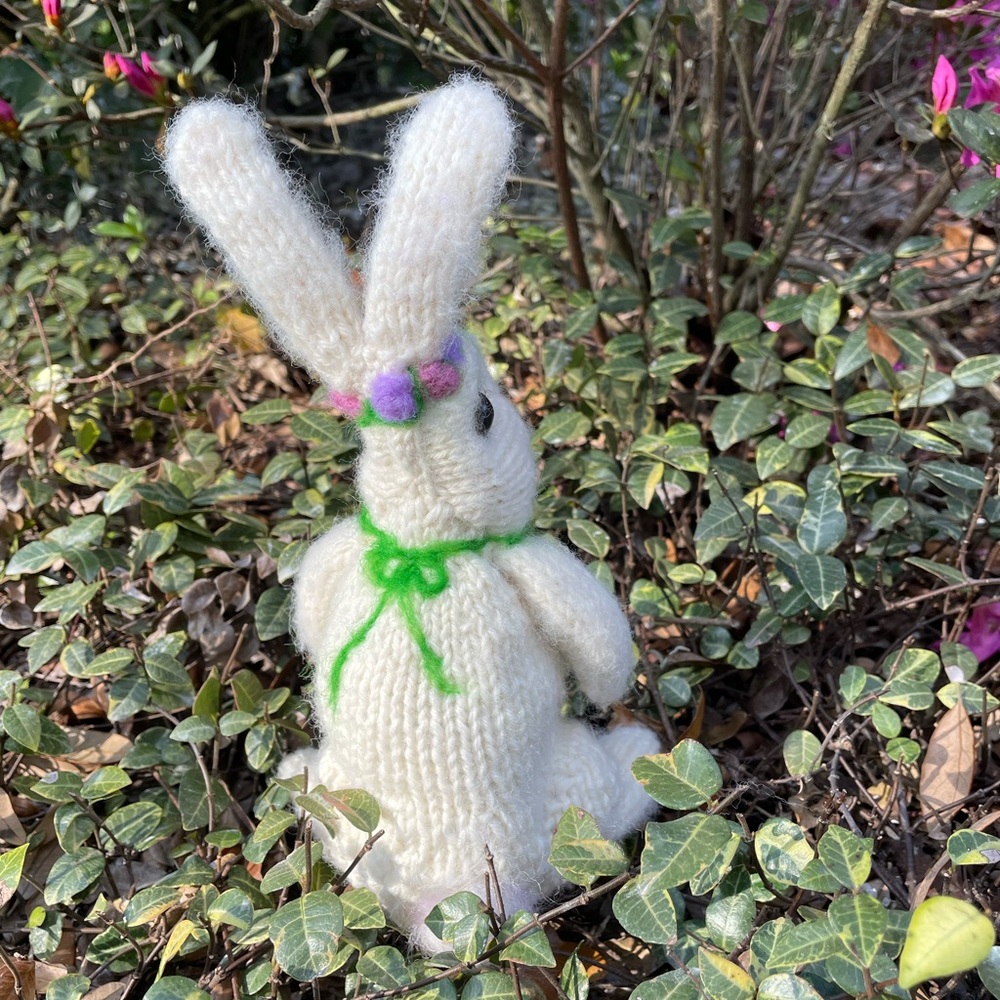 Hand crafted knit and needle felted bunny rabbit unique original handmade - Picture 8 of 16